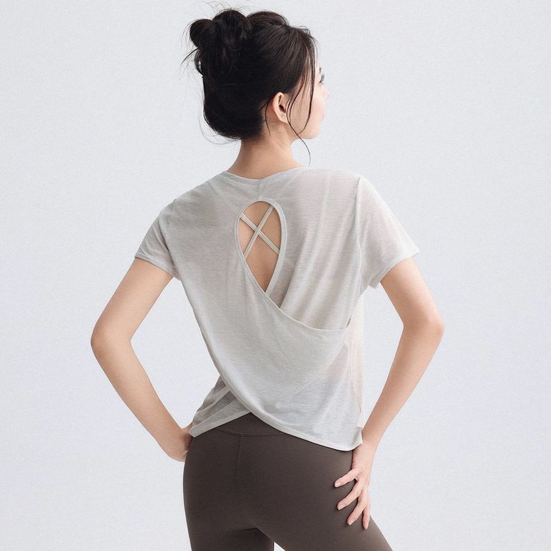 

2025 Новая Блузка для Йоги Женская Тренировочная Беговая Спортивная Одежда Топ Пилатес Фитнес Короткий Рукав Костюмы для Утренней Пробежки