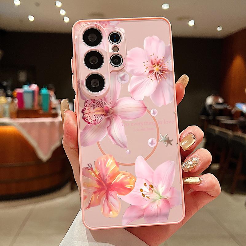 Lotus Sunflowers Pattern Case For Samsung Galaxy S26 Ultra S25 Edge S24 Plus S23 FE S22 A17 A54 A55 A56 A57 5G Magnetic For Magsafe Matte Cover
