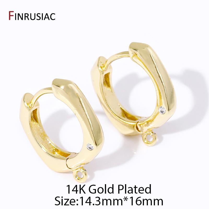 

DIY Women Earring Making Accessories 14K Gold Plated Brass Zircon Fastener Earwire Fixtures Hooks Clasp For Earring Findings 1 pair
