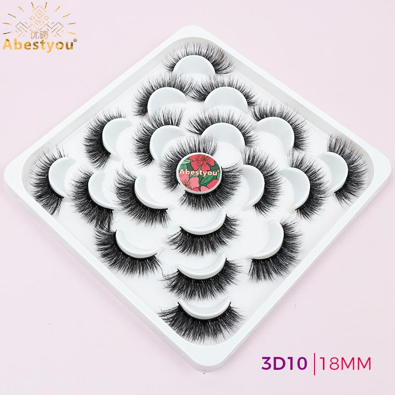 Abestyou False Lashes Reusable Self-adhesive Eyelashes Temperature-sensitive Adhesive Strip Natural Glue-free Eye Lashes 3D10