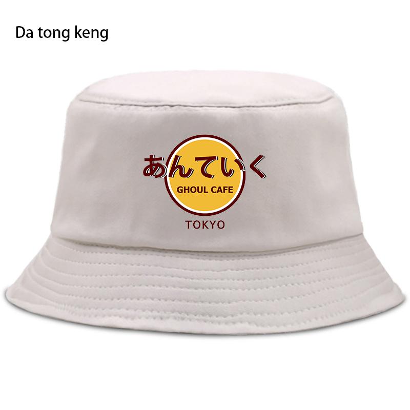 Tokyo Ghoul Japão Anime Engraçado Bucket Cap Casual Engraçado Chapéu de Sol Harajuku Algodão Bucket Hat Unissex Outdoor Protetor Solar Fishermans Hat