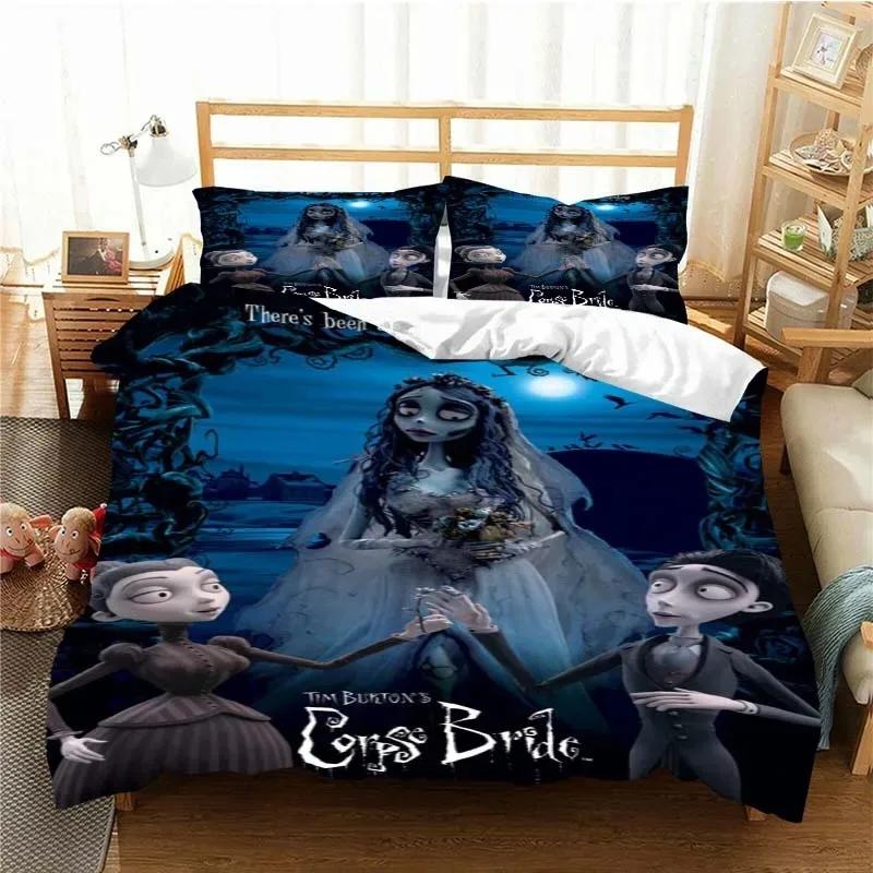 Love Animated Film Corpse Bride Bedding Set Single/Twin King Duvet Cover Home Bedroom Decor Bedspread Pillow Cover