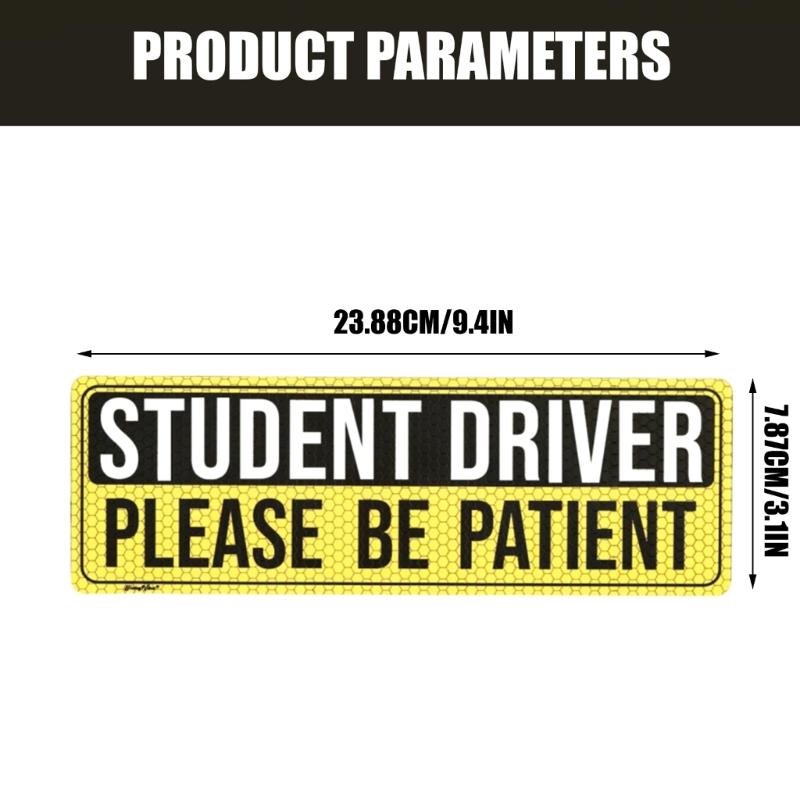 High Visibility Magnetic Car Sticker Exterior Accessories for Beginner Drivers PVC Construction Fit Any Vehicle Type