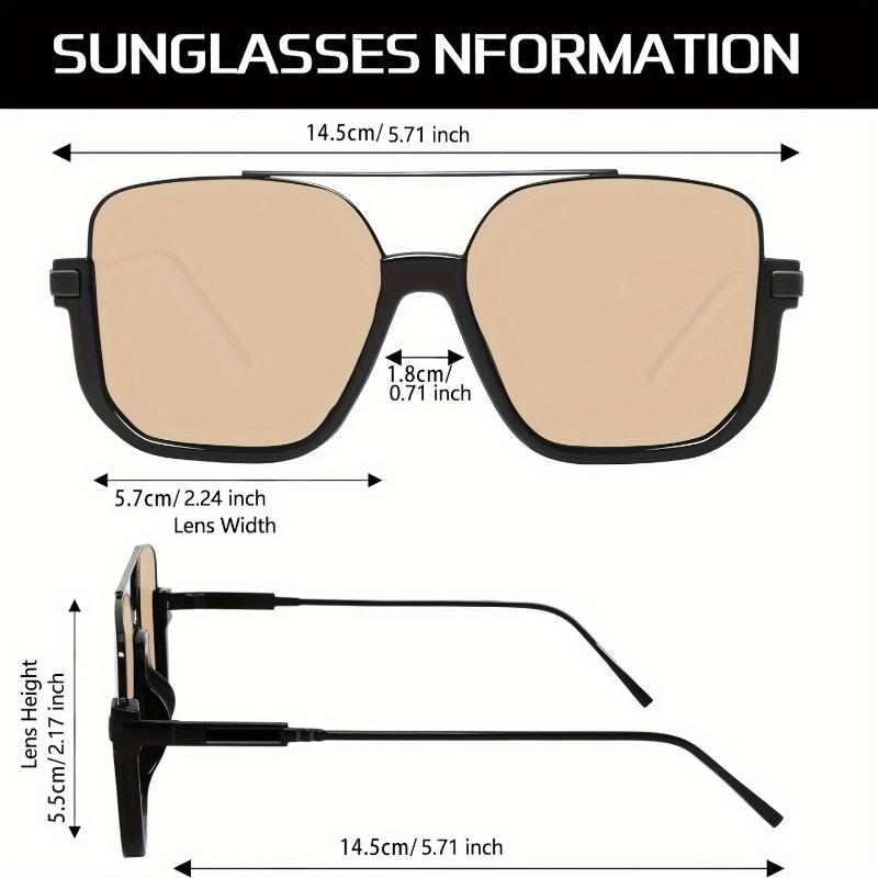 Women's oversized square metal half frame glasses - summer and street pography glasses for women