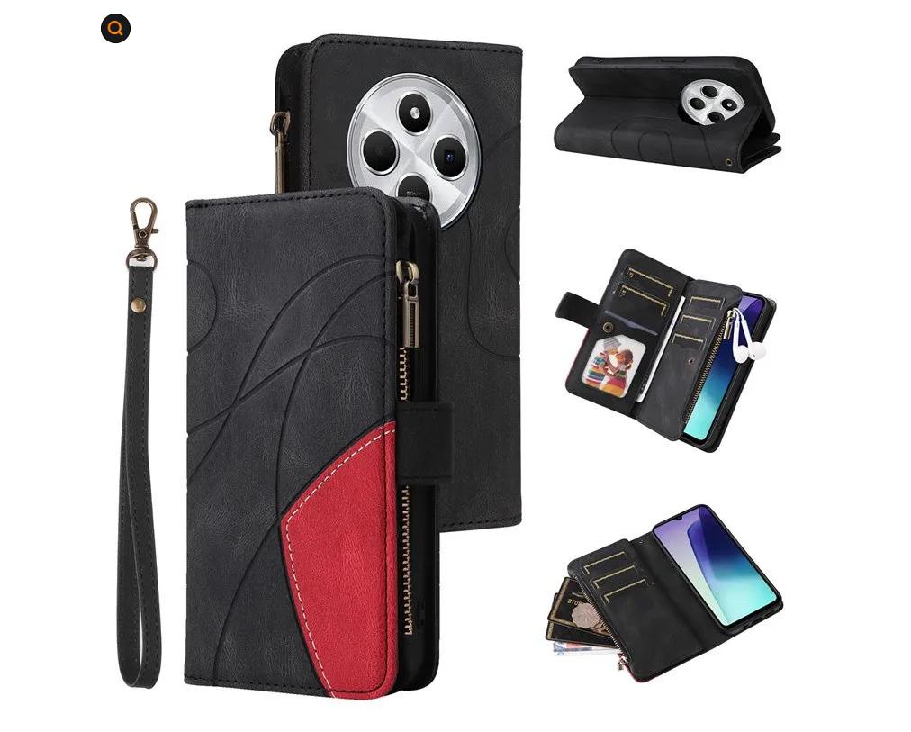 

Двухцветный стеганый многофункциональный кошелек на молнии кожаный чехол для мобильного телефона One Size