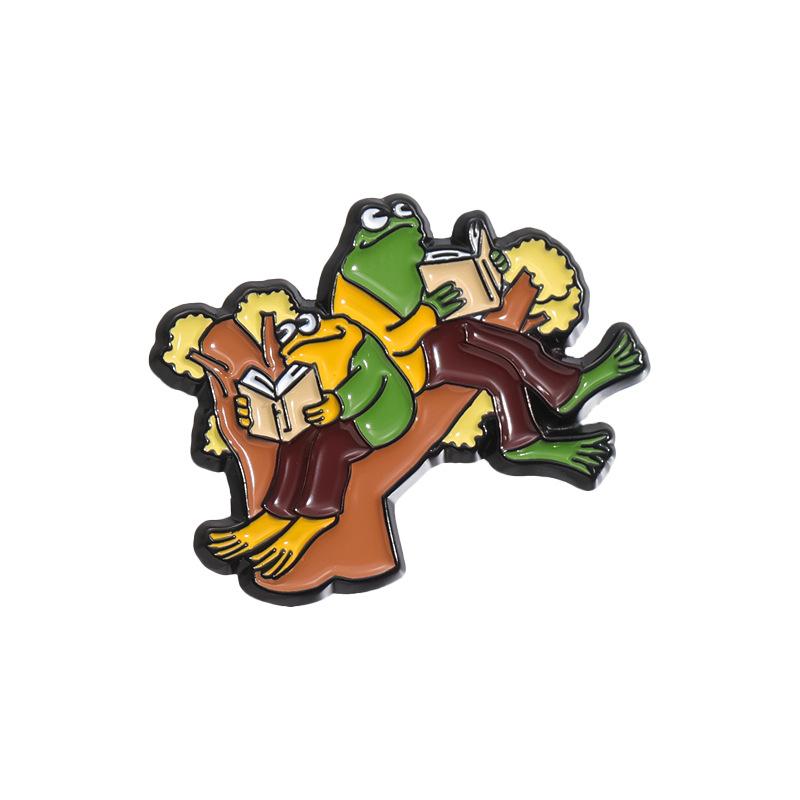 

Художественная брошь-лягушка, изготовленная из сплава, с забавным дизайном для модной одежды, сумок и QHXZ754
