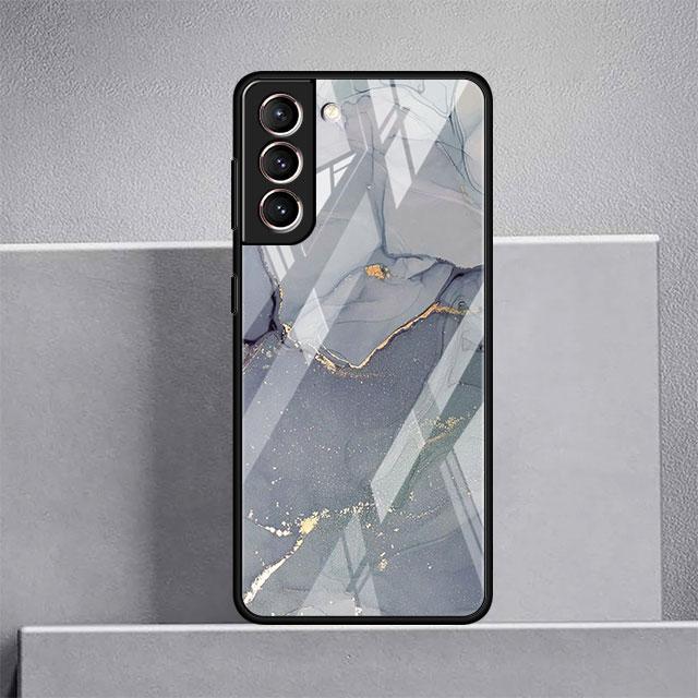 Luxus-Cool-Glashülle mit Marmormuster für Samsung Galaxy S22 S20 FE S21 Plus Telefonabdeckung S10 5G S9 Note 20 Ultra 10 Lite Shell