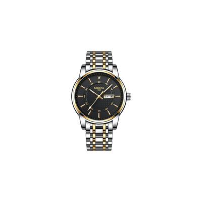 NIBOSI Men's Classic Analog Watch Waterproof Stainless Steel Casual Date Day Display Black Metal Band