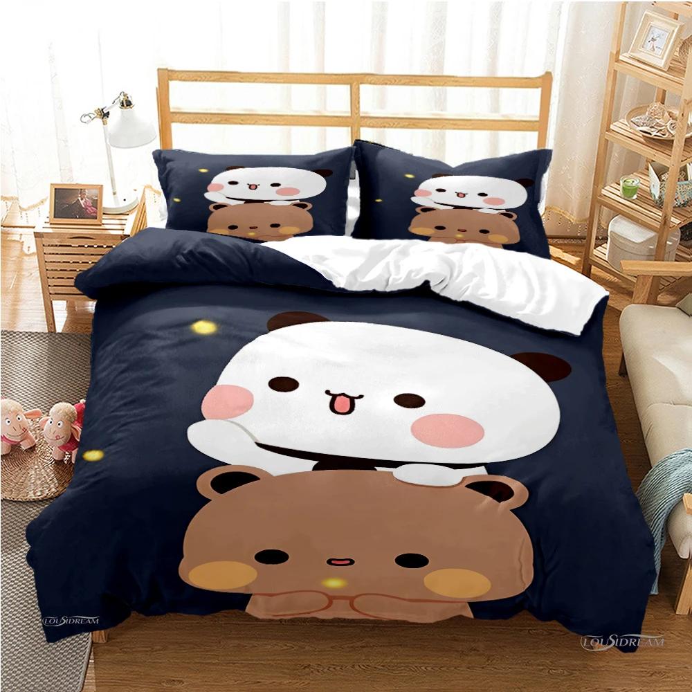Roztomilý Bubu Dudu Kreslený Medvídek Panda Povlak na přikrývku Kawaii Soupravy povlečení Měkké povlaky na přikrývku a povlaky na polštáře Single/Double/Queen/King Boys