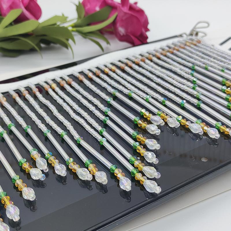 45Cm Long Tassel Glass Tube Fringe Tassel Fabric Diy Trim Ribbon Border Dance Dress Irregular Decor Wavy Beaded Sewing Tassel