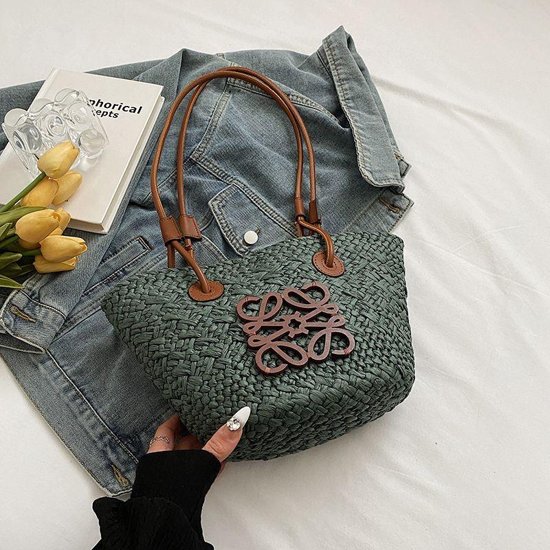 

Женская плетеная сумка Минималистичная Повседневная Нарядная Пляжная сумка Green