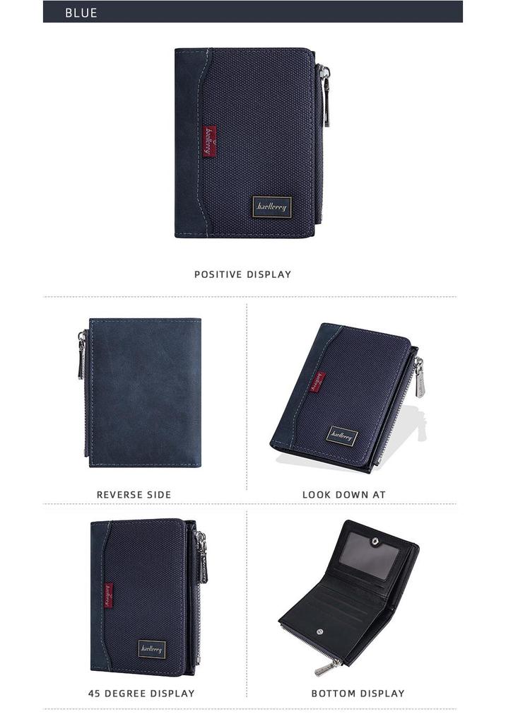 Men's Baellerry European & American Business Anti-Theft Card Holder Wallet with Zipper Coin Purse.