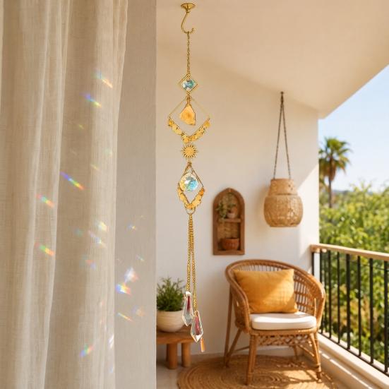 Crystal Sun Catchers for Windows, Colorful Healing Light Crystal Suncatcher, Glass Ball Prism Pendant, Decorative Wind Chimes, Indoor Outdoor Patio