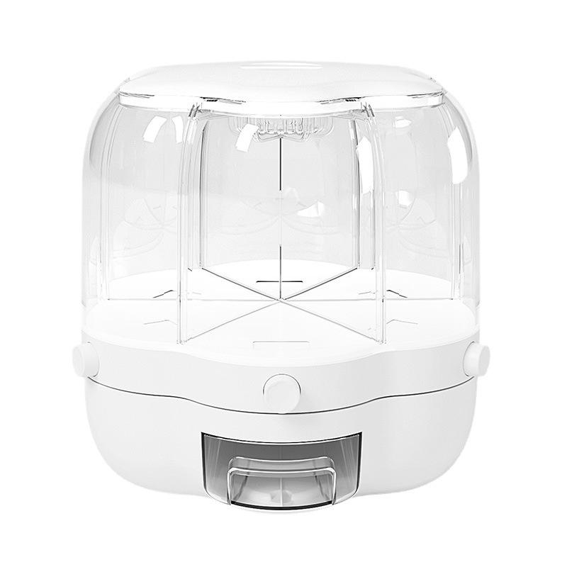 Rotating Rice Dispenser: Insect & Moisture-Proof Storage Container with Divided Grain Compartments