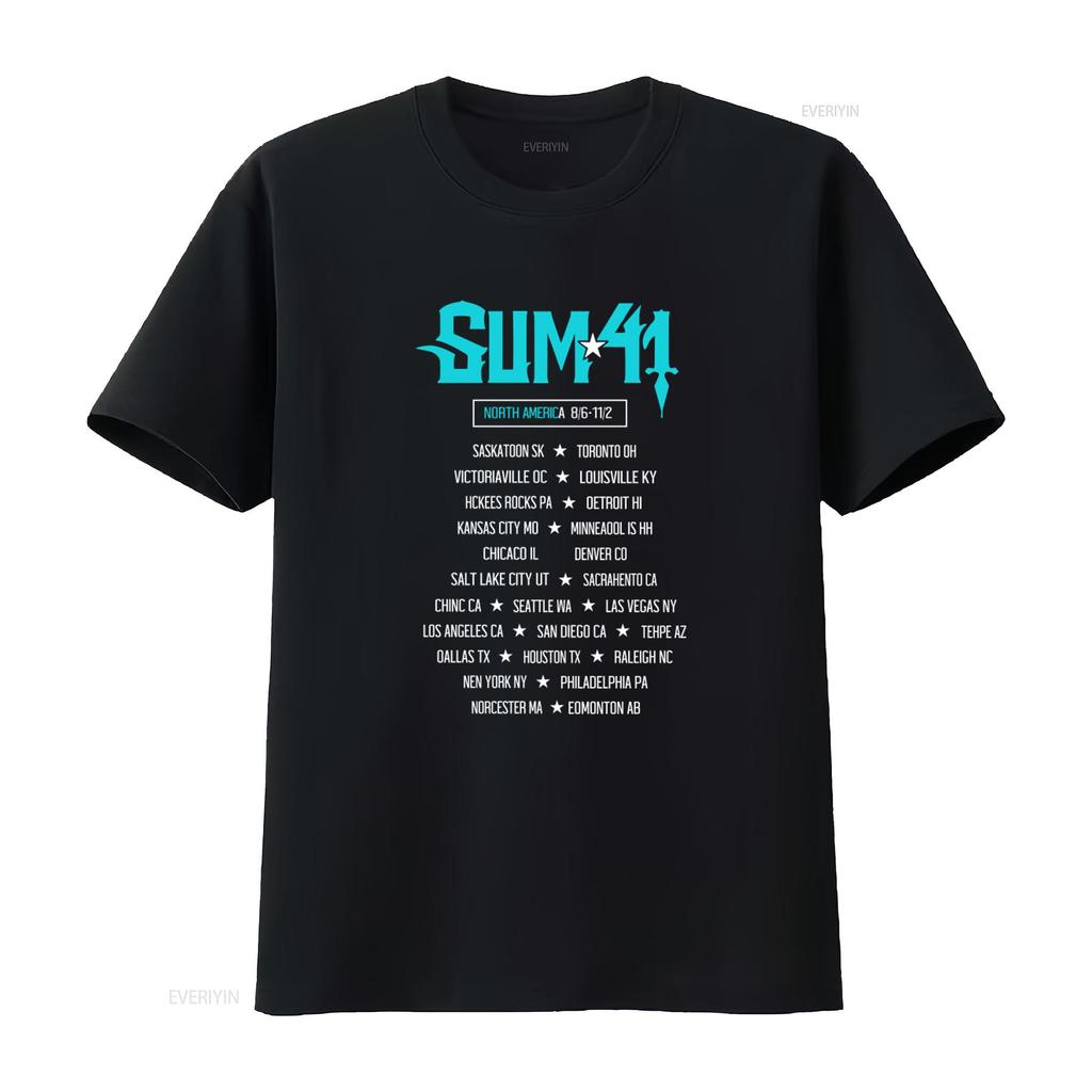 Sum 41 North America Tour Blue Demon Mens T Shirt vintage Washed streetwear Unisex Stretched Slightly Versatile graphic