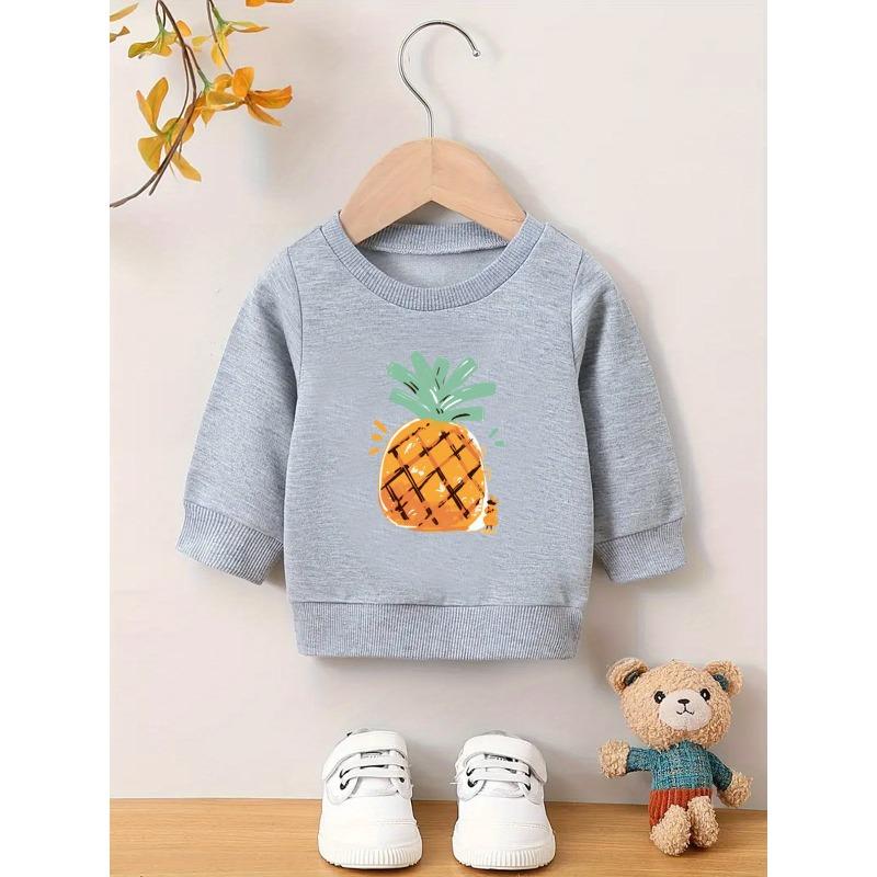 Adorable Cartoon Print Design, Comfortable And Easy Sweatshirt for Baby Girls, Perfect for Spring And Autumn