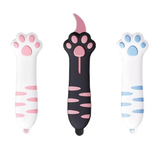 Cute Cat Paw Safety Knife Portable Letter Box Cutter Retractable for Carton Opener