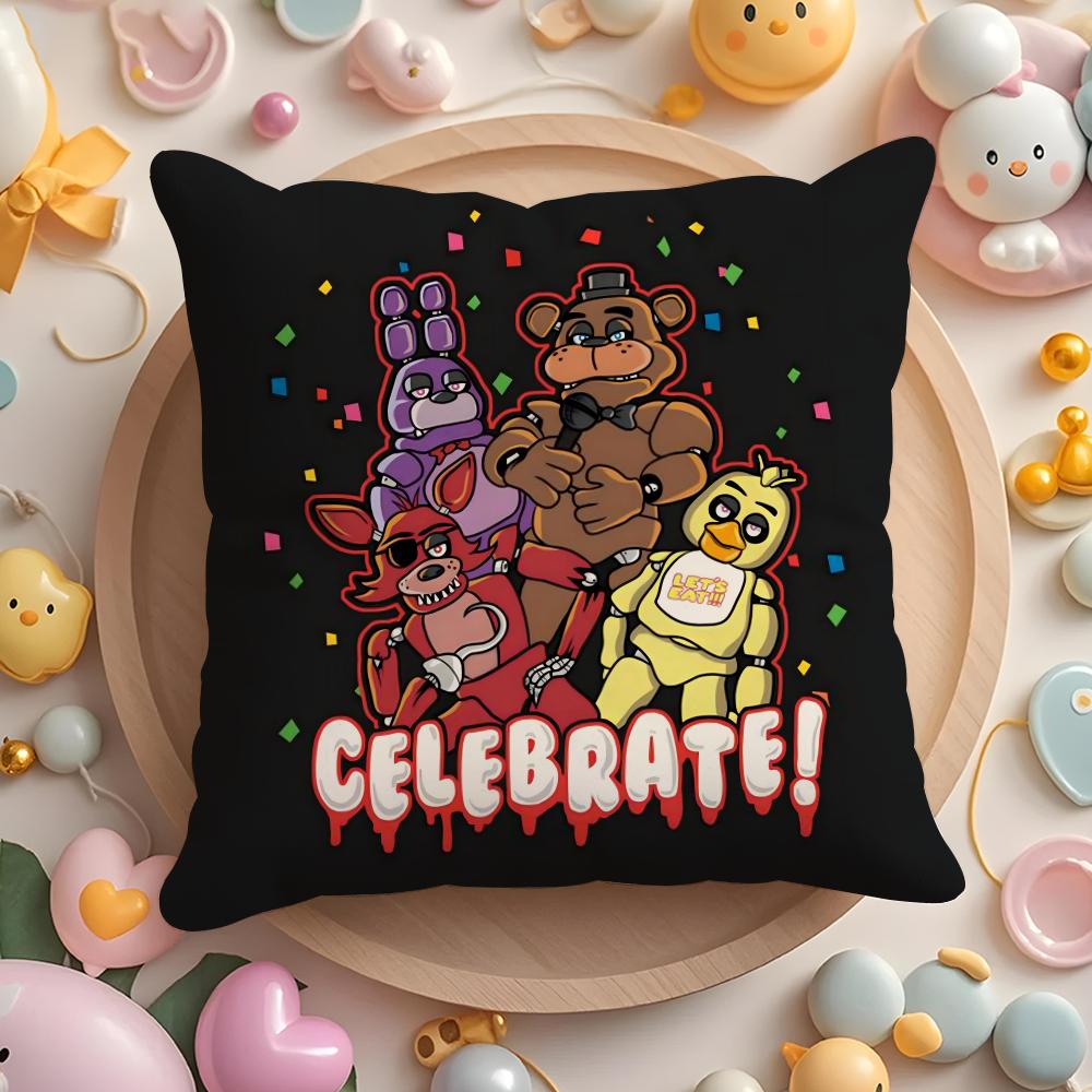 Five N-Nights At F-Freddys Cushion Cover Short Plush Double-Sided Printing Home Machine Washable In Warm Winter Pillow Case