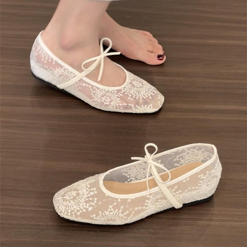 Fashion Bailamos Brand Women Flats Fashion Mesh Flat Shoes Ladies Elegant Mary Jane Shoes Soft Sole Outdoor Dress Ballerinas Shoes