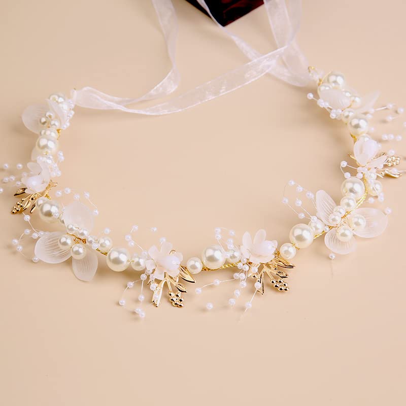 Pearl Flower Hair Ornament Hair Accessory for Girls and Children, NAKAMARU Headband for Weddings, Receptions, and Photo Shoots