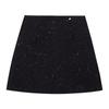 Elegant High-Waisted Black Wool A-line Glitter Skirt for Women - Autumn Slimming Hip-Hugging Design