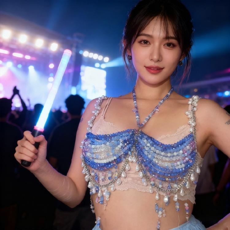 Women's Gradients Body Chain Jewelry Bra Colorful Beaded Tassels Halter Neck Crop Top For Dancing and Festivals Wear