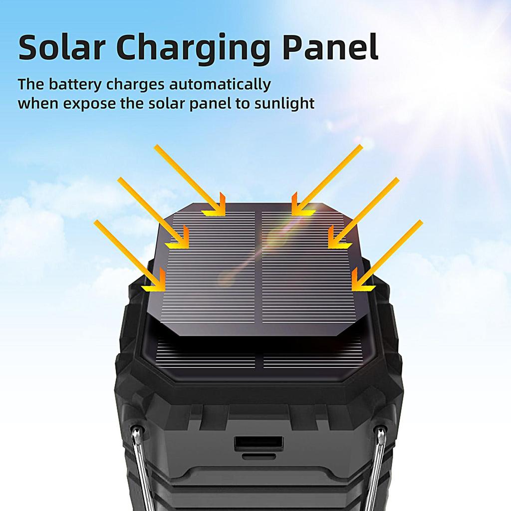 Solar Powered Camping Lights Waterproof 3000Mah Rechargeable Weatherproof Outdoor Portable Lantern Emergency Light For Survival