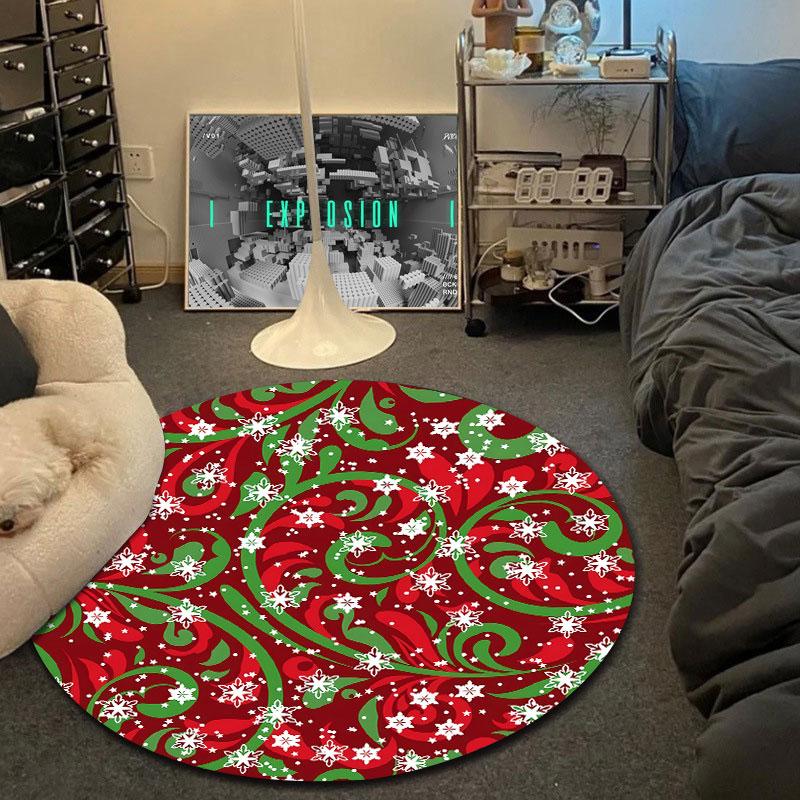 Nordic Round Rainbow Multicolor Rug Pad, Non-Slip Floor Mat for Dining Room
