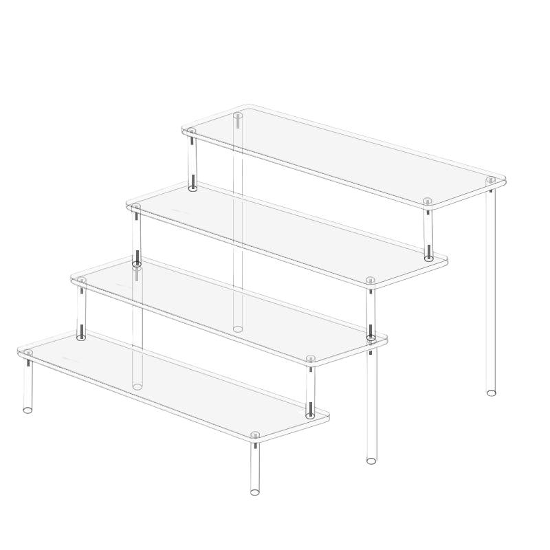 3 Tier Acrylic Display Risers Organizer for Cosmetics For Perfumes Cupcakes and Collectibles 30cm Length Clear Shelf Stand