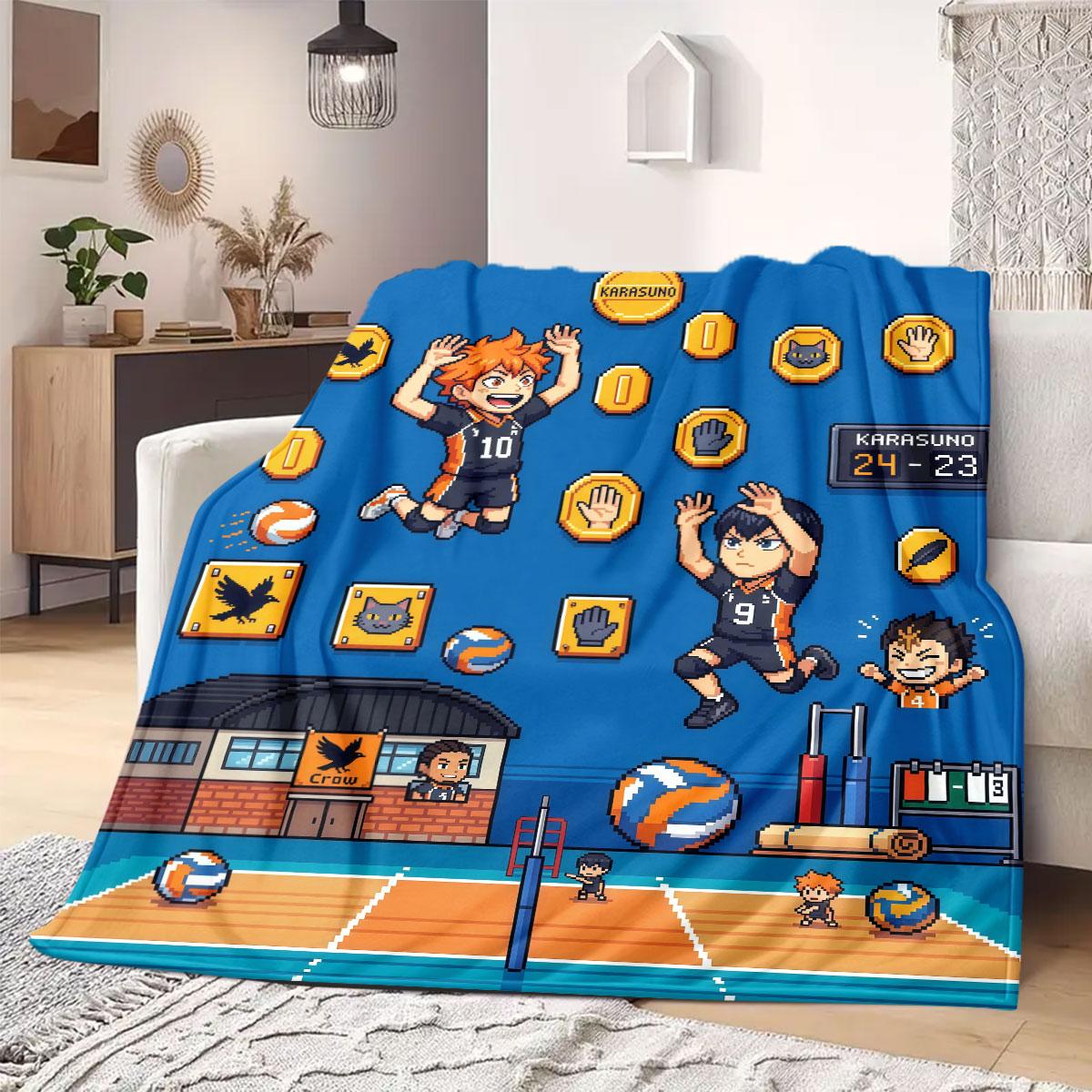 Hunter×Hunter Global 2D Print Flannel Blanket, Anime Character Print for Sofa, Cozy Travel Picnic Throw Rug_LIAN 75x90cm