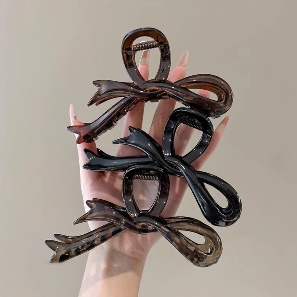 AWAYTR Retro Brown Bow Tie Hair Claws Acrylic Hair Clips Crab For Women Girl Gift Hair Accessories Valentine Headwear