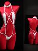 Role Play Lingerie Women's Sexy Mesh PU Leather Splicing See-through Slim Hanging Neck Free Temptation Erotic Open Anal Bodysuit