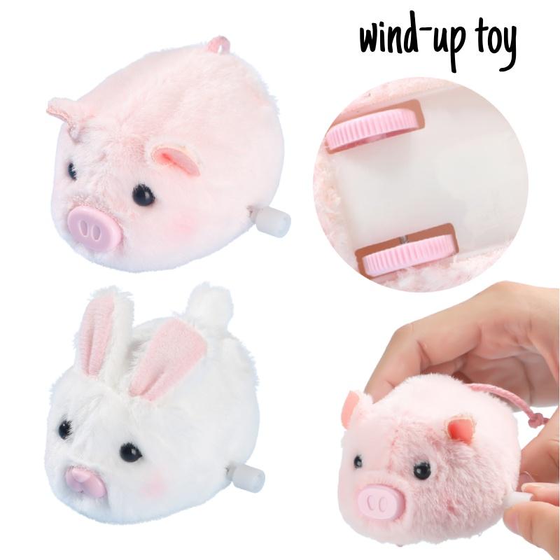 Cute Plush Wind-up Animal Toy Running Piggy Bunny Doll For Kids Plastic Material Visual And Hand-eye Coordination Development Interactive Play