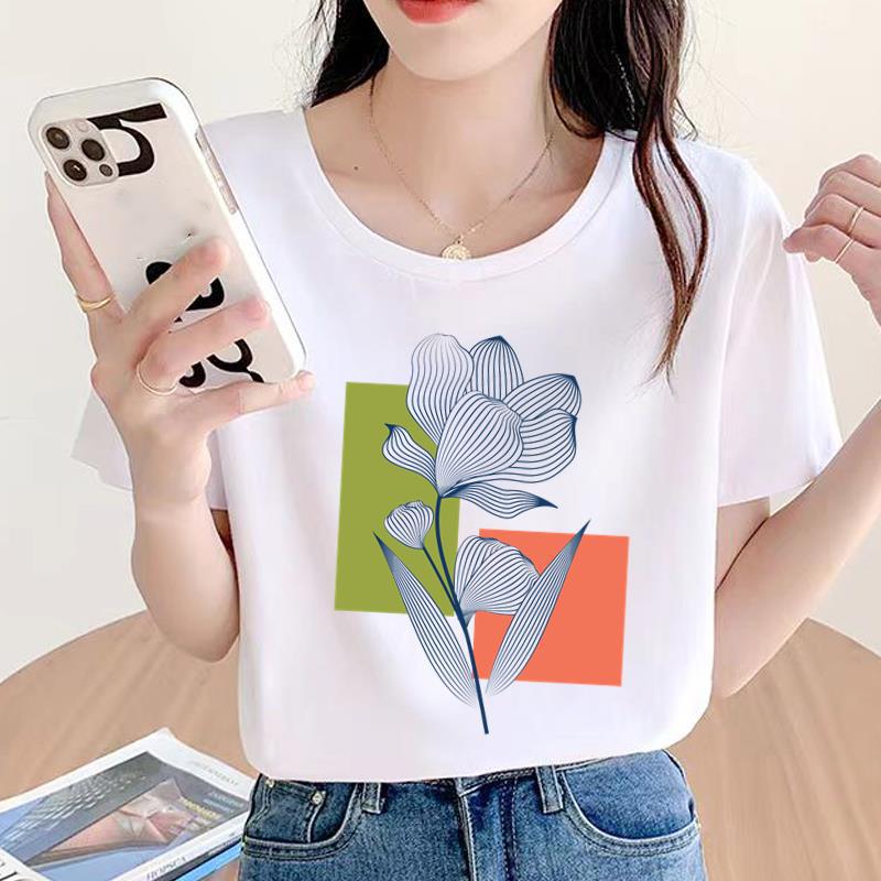 Geometric Trend Women's Short Sleeve Round Neck Fashion T-shirt