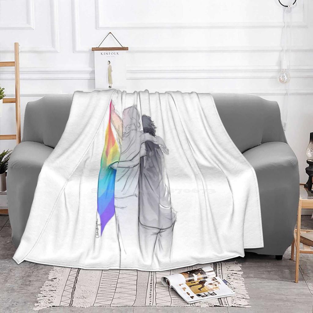The Rainbow Flag : 'I Would If I Could… Not Yet , But Soon.' Creative Design Comfortable Warm Flannel Blanket Rainbow Flag