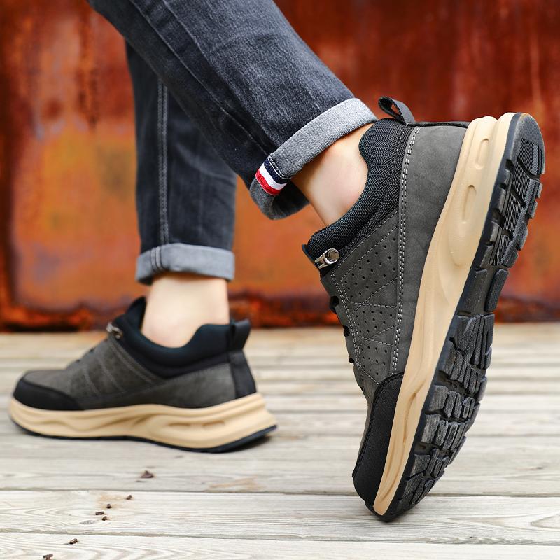 Fashion Genuine Leather Comfort Outdoor Mens Hiking Shoes Fashion Soft Classic Driving Footwear Non-slip Walking Shoes Casual Sneakers