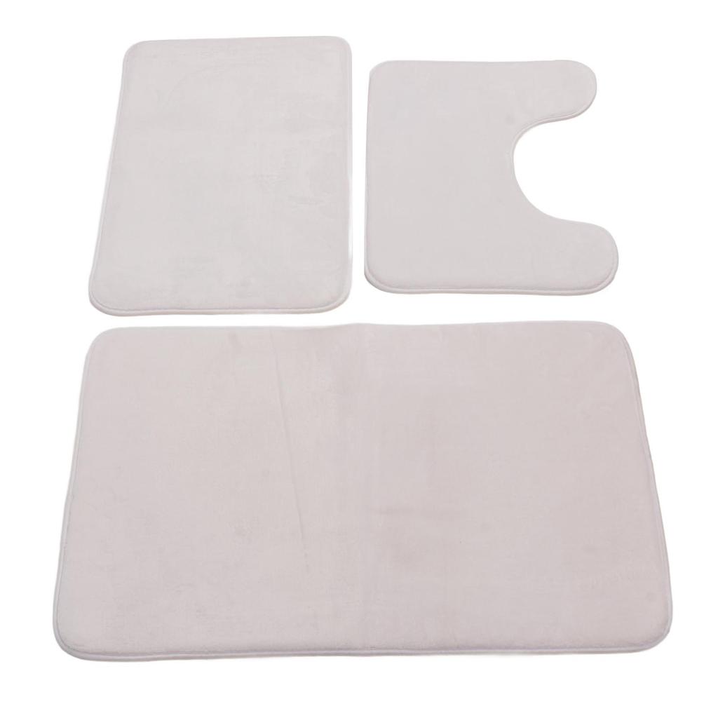 3 Pieces Toilet Mat Set Non Slip Water Absorbent Washable Bathroom U Shaped Toilet Rug Set for Home Toilet Training