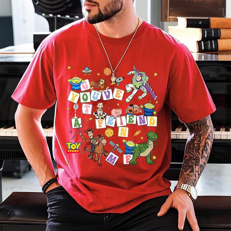 MINISO Summer New Disney Toy Story Printed Men's T-Shirt Cotton Short Sleeve O-neck Tees Casual Fashion Oversized Unisex Tops