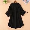 Short Sleeve Shirt Summer Women's Front Short Back Long Shirt Large Chiffon Shirt Half Open Collar Shirt