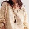 Women's Pink Crystal & Colorful Agate Water Drop Necklace: Handmade Knotted Sweater Chain with European and American Style
