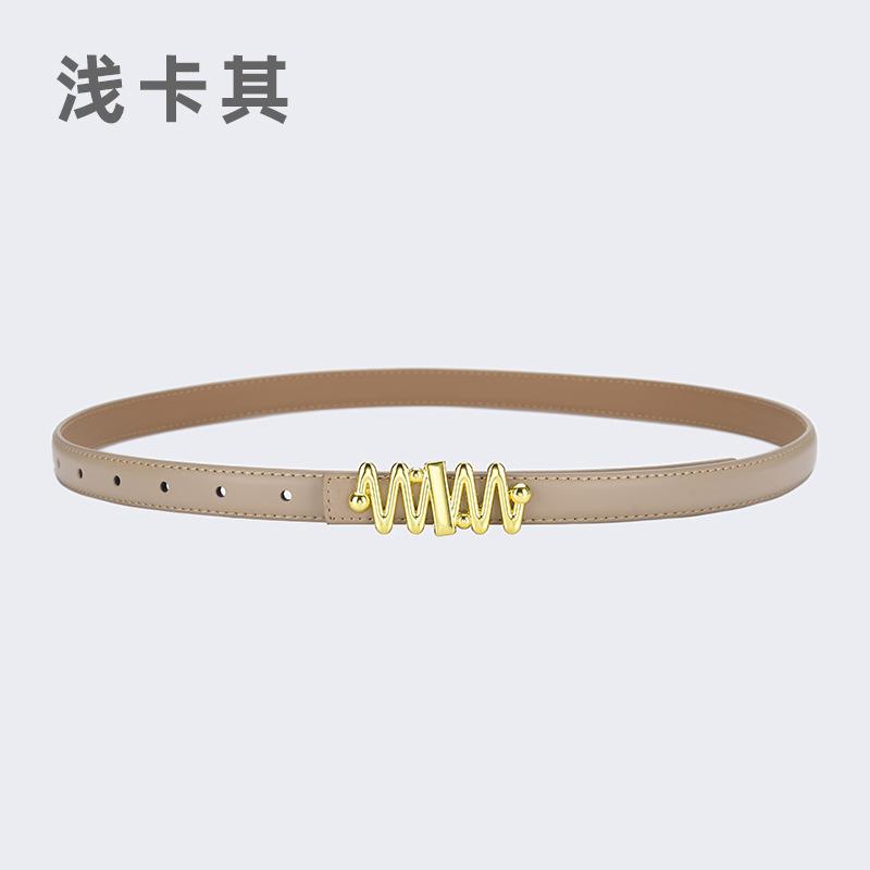 Belt Women'S Jeans Leather Simple Style Decoration Black Casual Thin Belt Tide