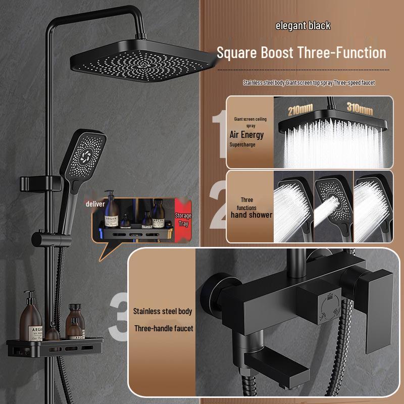 

Полная скрытая душевая система с квадратной дождевой лейкой и напорной форсункой