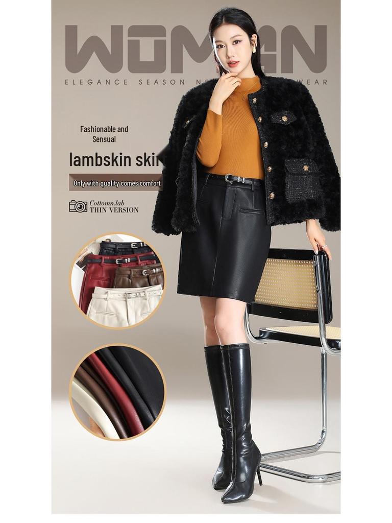 2025 Brand Korean Style A-Line Leather Skirt - Autumn/Winter Slimming, Comfortable, Hip-Hugging, Versatile, Fashionable.