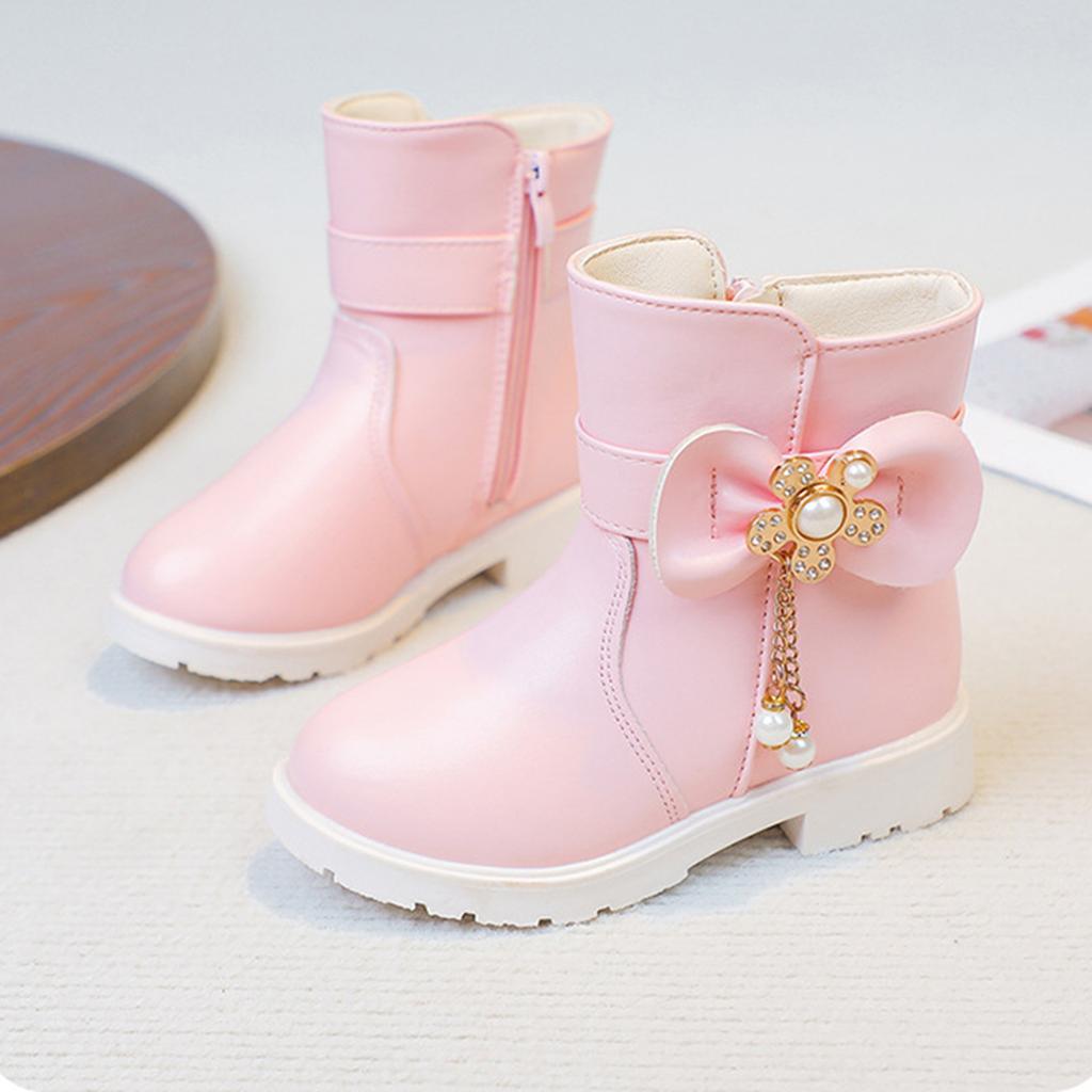 Children's Boots, Single Boots, British Snow Boots, Girls' Suede Side Zipper Boots, Midsole Boots