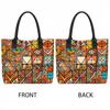  Geometric Print Tote Bag Fashion Large Capacity Canvas Shoulder Bag for Daily Use