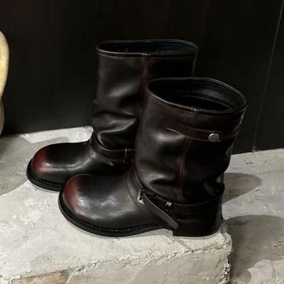 Women's Boots Designer Mid Calf Heeled Shoes Winter  Fashion Chelsea Boots New Trend Walking Retro Motorcycle Mujer Botas