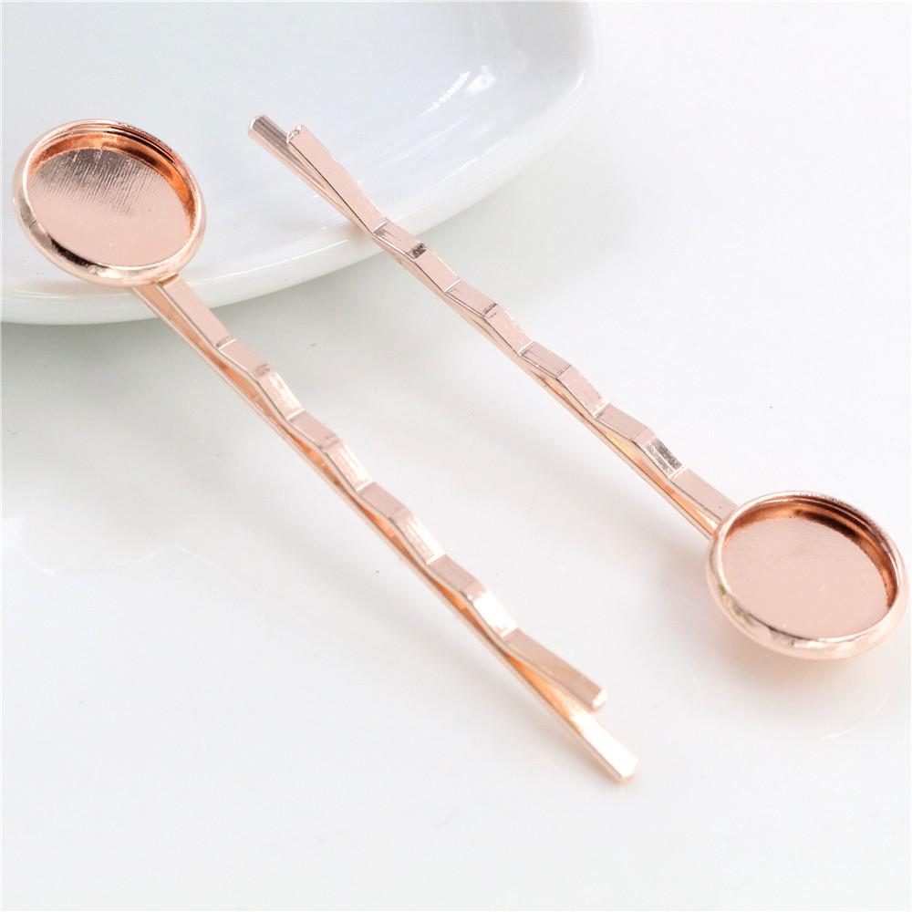 12mm 10pcs High Quality Classic 8 Colors Plated Copper Material Hairpin Hair Clips Hairpin Base Setting Cabochon Cameo