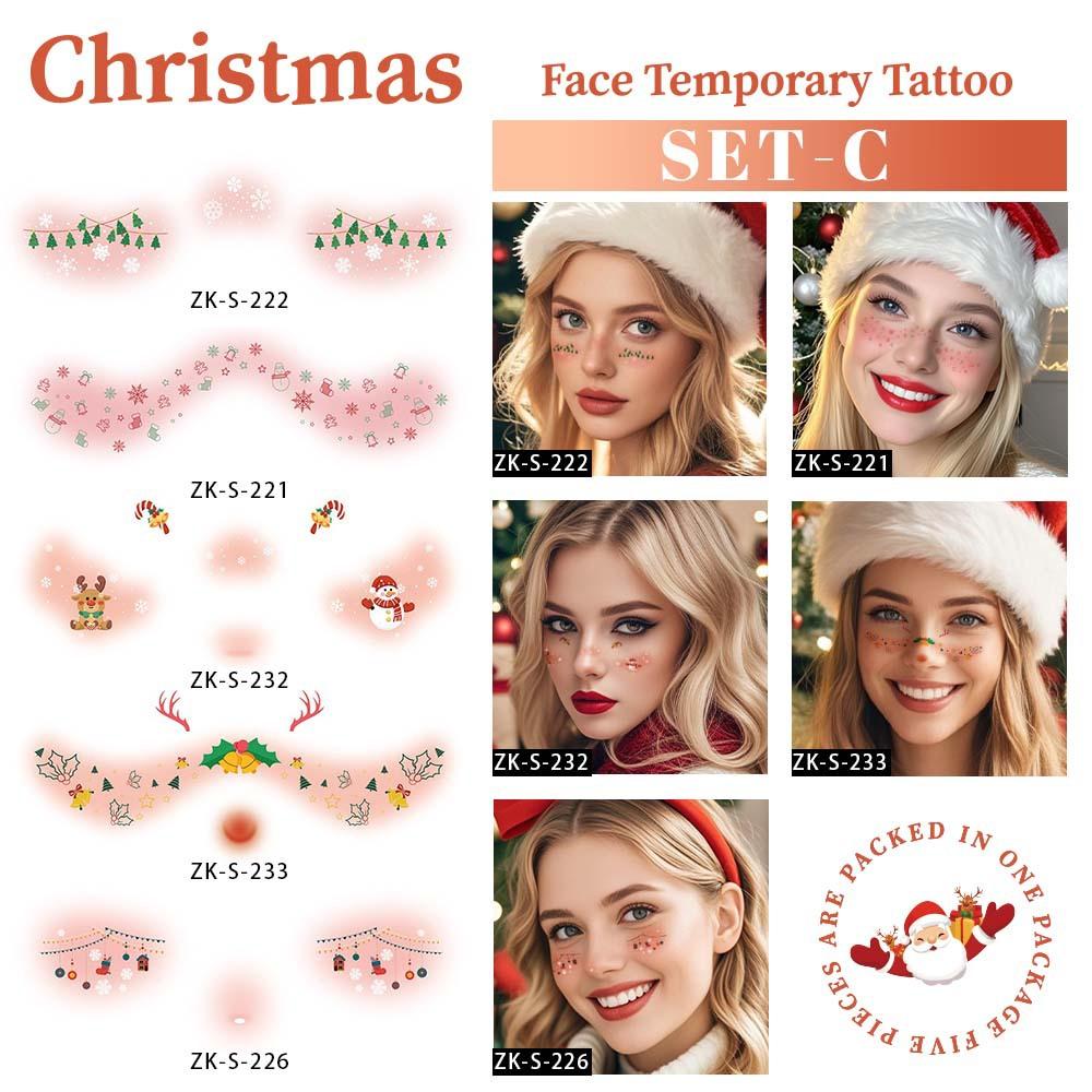 

Рождественский набор из 5 предметов: Патчи с веснушками, Макияж, Позолота, Европейская и американская вечеринка, Румяна для лица, Патчи от пятен, Патчи для вечеринок, Патчи-татуировки