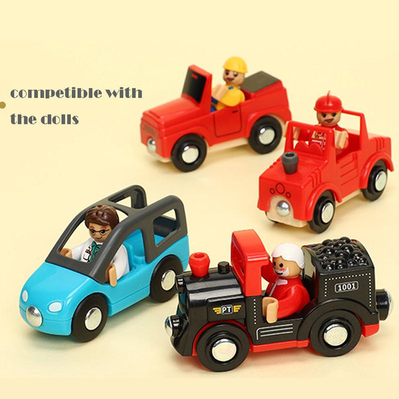 Wood Railway Magnetic Train Toys Wooden Train Track Accessories Helicopter Car Truck Railway Tracks Parts For Children Toys