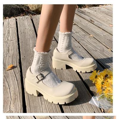 Moda Lakierowana Skóra Wysokie Obcasy Buty Mary Jane Kobiety Styl Japoński Klamra na Kostce Platforma Czółenka Kobieta Punk Mundurek Jk Buty Lolita 43